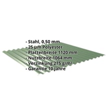Wellblech 18/1064 | Wand | Stahl 0,50 mm | 25 µm Polyester | 6002 - Laubgrün #2