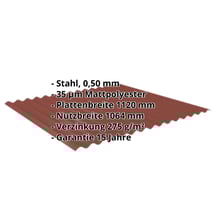 Wellblech 18/1064 | Wand | Stahl 0,50 mm | 35 µm Mattpolyester | 29 - Rot #2