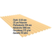 Wellblech PF25W | Wand | Stahl 0,50 mm | 25 µm Polyester | 1002 - Sandgelb #2