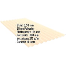 Wellblech PF25W | Wand | Stahl 0,50 mm | 25 µm Polyester | 1015 - Hellelfenbein #2