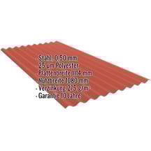 Wellblech PF25W | Wand | Stahl 0,50 mm | 25 µm Polyester | 3016 - Korallenrot #2