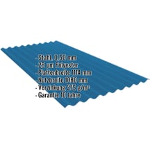 Wellblech PF25W | Wand | Stahl 0,50 mm | 25 µm Polyester | 5010 - Enzianblau #2