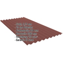 Wellblech PF25W | Wand | Stahl 0,75 mm | 25 µm Polyester | 8012 - Rotbraun #2