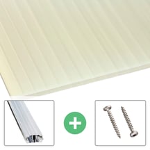 Acrylglas Stegdoppelplatte | 16 mm | Profil A1 | Sparpaket | Plattenbreite 980 mm | Opal Weiß / Gold | Breite 3,08 m | Länge 2,00 m #1