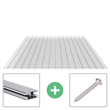 Polycarbonat Doppelstegplatte | 16 mm | Profil DUO | Sparpaket | Plattenbreite 980 mm | Klar | Breitkammer | Breite 4,10 m | Länge 4,50 m #1