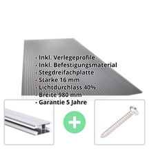 Polycarbonat Stegplatte | 16 mm | Profil DUO | Sparpaket | Plattenbreite 980 mm | Anthrazitgrau | Novalite | Breite 3,09 m | Länge 2,00 m #2