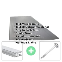 Polycarbonat Stegplatte | 16 mm | Profil Mendiger | Sparpaket | Plattenbreite 980 mm | Anthrazitgrau | Novalite | Breite 3,09 m | Länge 2,00 m #2