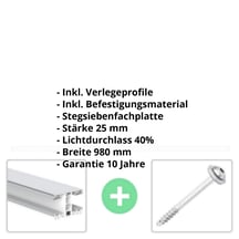 Polycarbonat Stegplatte | 25 mm | Profil Mendiger | Sparpaket | Plattenbreite 980 mm | Opal Weiß | Extra stark | Breite 6,13 m | Länge 2,00 m #2