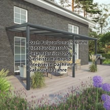 Terrassenüberdachung | Schneelastzone 1 | RAL 7016 | Platte Klar | Leiste Halbrund | Breite 10,06 m | Tiefe 4,50 m #2