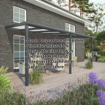 Terrassenüberdachung | Schneelastzone 1 | RAL 7016 | Platte Opal Weiß | Leiste Halbrund | Breite 10,06 m | Tiefe 4,50 m #2