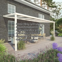 Terrassenüberdachung | Schneelastzone 1 | RAL 9001 | Glasplatte Klar | Leiste Halbrund | Breite 4,06 m | Tiefe 3,00 m #2