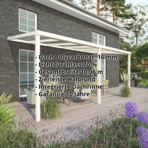 Terrassenüberdachung | Schneelastzone 1 | RAL 9001 | Platte Klar | Leiste Halbrund | Breite 10,06 m | Tiefe 4,50 m #2