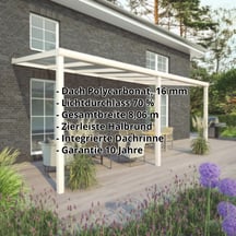 Terrassenüberdachung | Schneelastzone 1 | RAL 9001 | Platte Klar | Leiste Halbrund | Breite 8,06 m | Tiefe 3,00 m #2