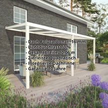 Terrassenüberdachung | Schneelastzone 1 | RAL 9001 | Platte Klar | Leiste Quadratisch | Breite 10,06 m | Tiefe 4,50 m #2