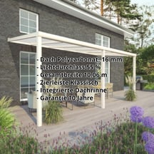 Terrassenüberdachung | Schneelastzone 1 | RAL 9001 | Platte Opal Weiß | Leiste Halbrund | Breite 10,06 m | Tiefe 3,50 m #2