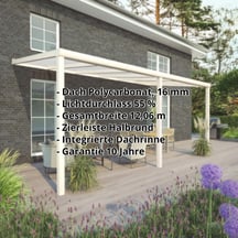 Terrassenüberdachung | Schneelastzone 1 | RAL 9001 | Platte Opal Weiß | Leiste Halbrund | Breite 12,06 m | Tiefe 4,50 m #2