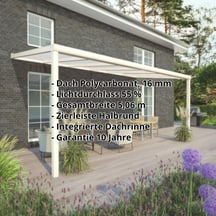 Terrassenüberdachung | Schneelastzone 1 | RAL 9001 | Platte Opal Weiß | Leiste Halbrund | Breite 5,06 m | Tiefe 2,00 m #2