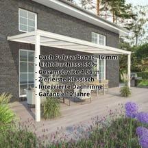 Terrassenüberdachung | Schneelastzone 1 | RAL 9001 | Platte Opal Weiß | Leiste Klassisch | Breite 4,06 m | Tiefe 4,00 m #2
