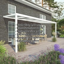 Terrassenüberdachung | Schneelastzone 1 | RAL 9016 | Glasplatte Klar | Leiste Quadratisch | Breite 4,06 m | Tiefe 3,00 m #2