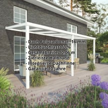 Terrassenüberdachung | Schneelastzone 1 | RAL 9016 | Platte Klar | Leiste Halbrund | Breite 10,06 m | Tiefe 4,50 m #2