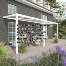 Terrassenüberdachung | Schneelastzone 1 | RAL 9016 | Platte Klar | Leiste Quadratisch | Breite 10,06 m | Tiefe 4,50 m #2