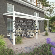 Terrassenüberdachung | Schneelastzone 1 | RAL 9016 | Platte Klar | Leiste Quadratisch | Breite 8,06 m | Tiefe 3,00 m #2