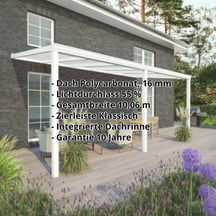 Terrassenüberdachung | Schneelastzone 1 | RAL 9016 | Platte Opal Weiß | Leiste Klassisch | Breite 10,06 m | Tiefe 4,50 m #2