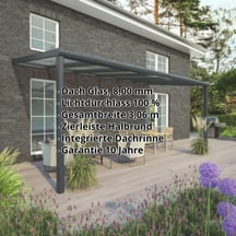 Terrassenüberdachung | Schneelastzone 2 | RAL 7016 | Glasplatte Klar | Leiste Halbrund | Breite 3,06 m | Tiefe 3,00 m #2