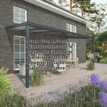 Terrassenüberdachung | Schneelastzone 2 | RAL 7016 | Glasplatte Klar | Leiste Klassisch | Breite 3,06 m | Tiefe 3,00 m #2