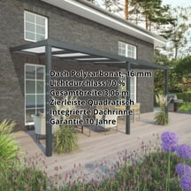 Terrassenüberdachung | Schneelastzone 2 | RAL 7016 | Platte Opal Weiß | Leiste Quadratisch | Breite 10,06 m | Tiefe 3,00 m #2