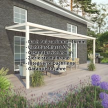 Terrassenüberdachung | Schneelastzone 2 | RAL 9001 | Platte Klar | Leiste Halbrund | Breite 5,06 m | Tiefe 2,00 m #2