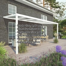 Terrassenüberdachung | Schneelastzone 2 | RAL 9016 | Glasplatte Klar | Leiste Quadratisch | Breite 4,06 m | Tiefe 3,50 m #2
