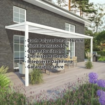 Terrassenüberdachung | Schneelastzone 2 | RAL 9016 | Platte Opal Weiß | Leiste Halbrund | Breite 5,06 m | Tiefe 2,00 m #2