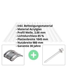 Acrylglas Wellplatte | 76/18 | Sparpaket | 3,00 mm | Klar | Wabenstruktur | Breite 5,95 m | Länge 2,50 m #2