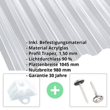 Acrylglas Wellplatte | 76/18 | Sparpaket | 1,50 mm | Klar | Breite 3,00 m | Länge 2,00 m #2