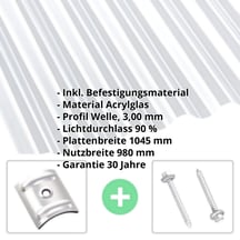 Acrylglas Wellplatte | 76/18 | Sparpaket | 3,00 mm | Klar | Breite 3,00 m | Länge 2,00 m #2