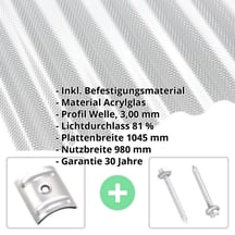 Acrylglas Wellplatte | 76/18 | Sparpaket | 3,00 mm | Klar | Wabenstruktur | Breite 3,00 m | Länge 2,00 m #2