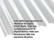 Acrylglas Wellplatte | 76/18 | Sparpaket | 3,00 mm | Klar | Wabenstruktur | Breite 3,00 m | Länge 7,00 m #2