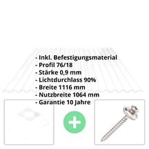 Polycarbonat Spundwandplatte | 76/18 | Sparpaket | 0,90 mm | Klar | Breite 8,56 m | Länge 3,50 m #2