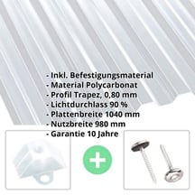 Polycarbonat Spundwandplatte | 76/18 | Sparpaket | 0,80 mm | Klar | Breite 3,00 m | Länge 2,00 m #2