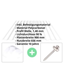 Polycarbonat Wellplatte | 76/18 | Sparpaket | 1,40 mm | Klar | C-Struktur | Breite 2,57 m | Länge 2,00 m #2