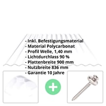 Polycarbonat Wellplatte | 76/18 | Sparpaket | 1,40 mm | Klar | Breite 7,59 m | Länge 2,50 m #2