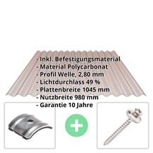 Polycarbonat Wellplatte | 76/18 | Sparpaket | 2,80 mm | Bronze | Wabenstruktur | Breite 7,91 m | Länge 2,00 m #2