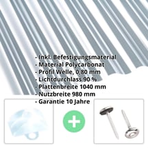 Polycarbonat Wellplatte | 76/18 | Sparpaket | 0,80 mm | Klar | Breite 7,90m | Länge 7,00 m #2