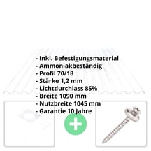 PVC Spundwandplatte | 70/18 | Sparpaket | 1,20 mm | Klarbläulich | Breite 3,18 m | Länge 2,00 m #2