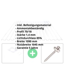 PVC Spundwandplatte | 70/18 | Sparpaket | 1,40 mm | Klarbläulich | Breite 3,18 m | Länge 2,00 m #2