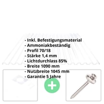 PVC Spundwandplatte | 70/18 | Sparpaket | 1,40 mm | Klarbläulich | Breite 8,41 m | Länge 2,00 m #2