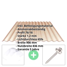 PVC Wellplatte | 76/18 | Sparpaket | 1,20 mm | Bronze | Breite 5,08 m | Länge 4,00 m #2