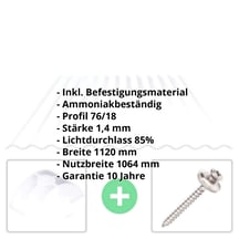 PVC Wellplatte | 76/18 | Sparpaket | 1,40 mm | Klarbläulich | Breite 5,38 m | Länge 8,00 m #2