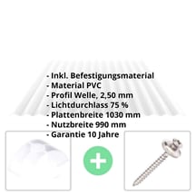 PVC Wellplatte | 76/18 | Sparpaket | 2,50 mm | Klar | Wabenstruktur | Breite 3,01 m | Länge 2,50 m #2